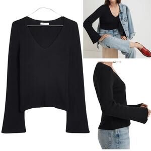 MADEWELL SWEATER XL BLACK CLASSIC PREPPY MINIMALIST